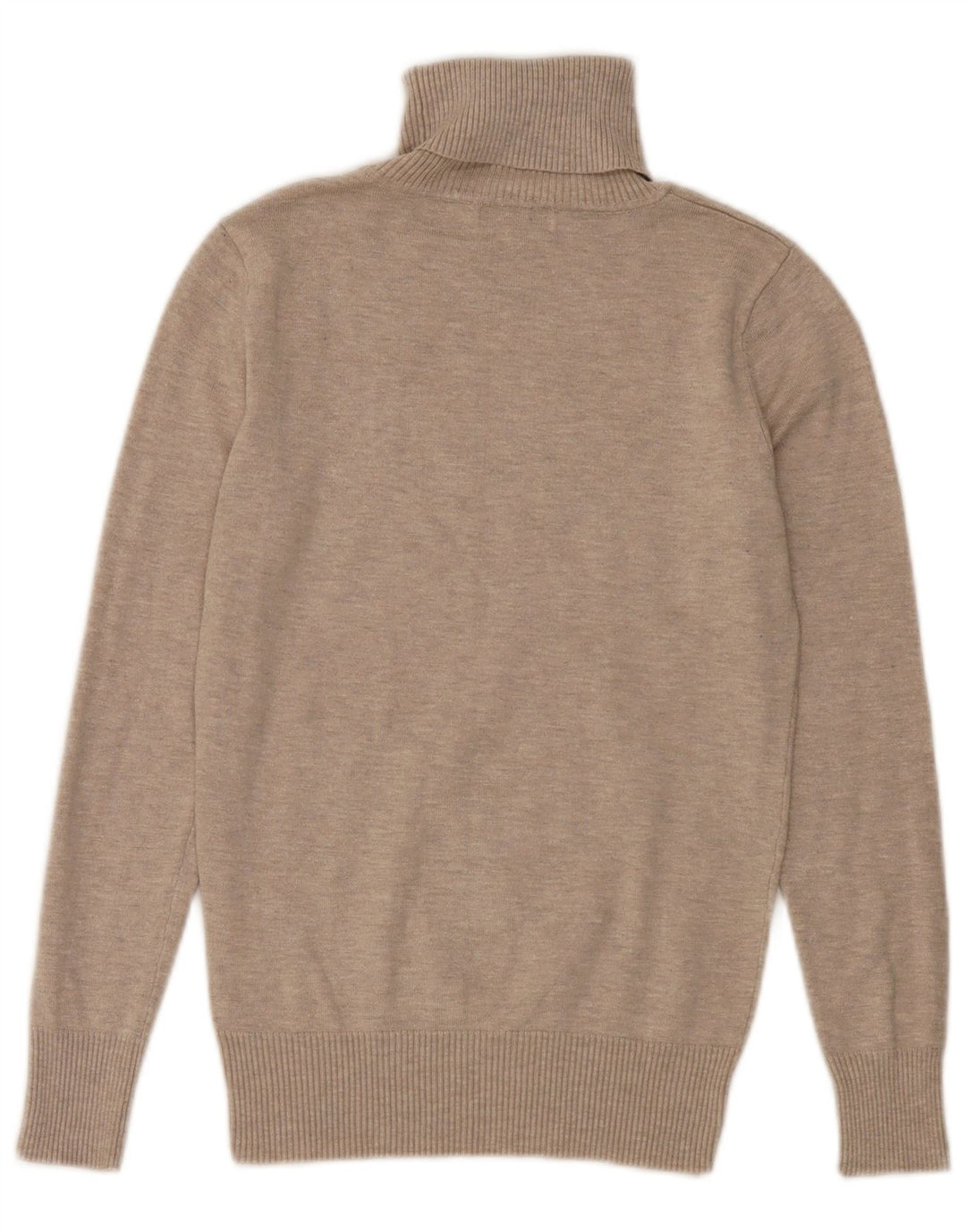 Maglione maglione vintage da donna con collo alto IT 40 piccolo beige screziato