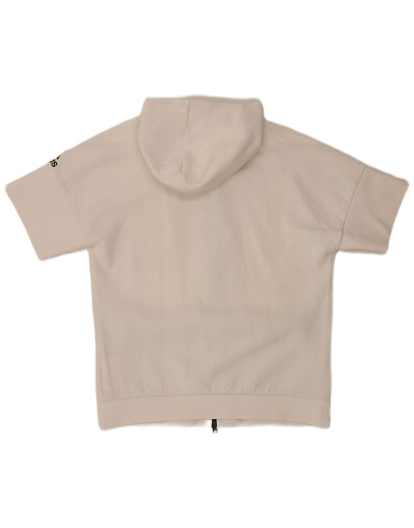 Maglione con cappuccio e zip a maniche corte da uomo Adidas XL in cotone bianco sporco