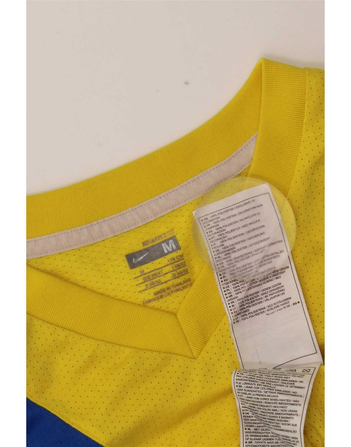 T-shirt grafica da uomo Nike Top UK 39/41 poliestere a blocchi di colore giallo medio