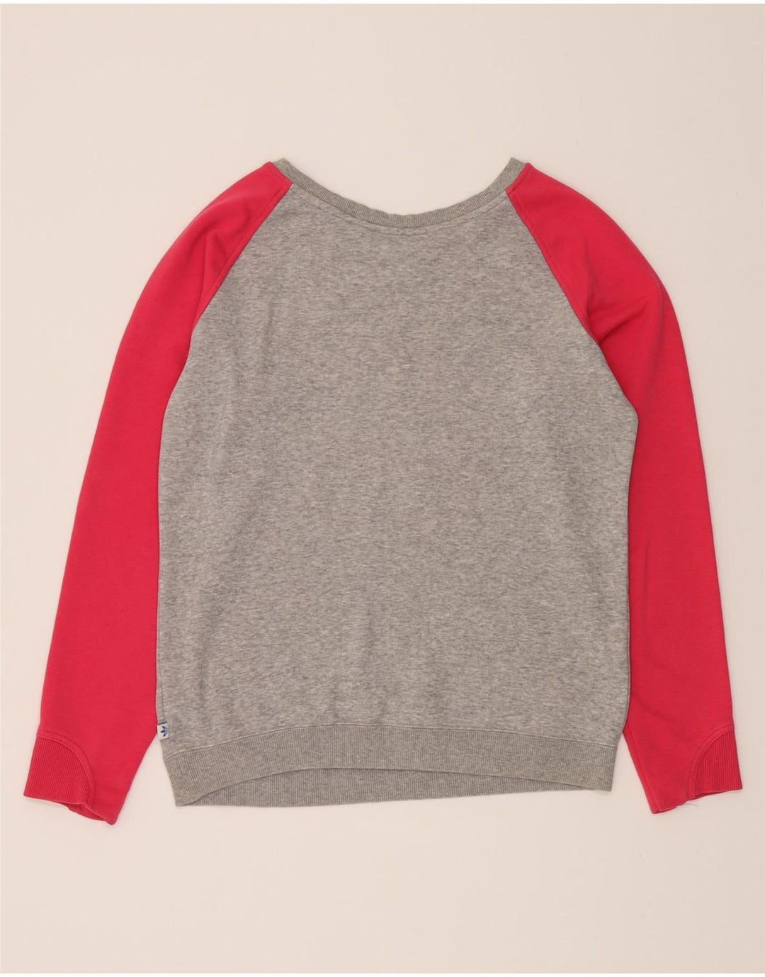 ADIDAS Womens Graphic Sweatshirt Jumper UK 12 Medium Grey Colourblock Vintage Adidas and Second-Hand Adidas from Messina Hembry 