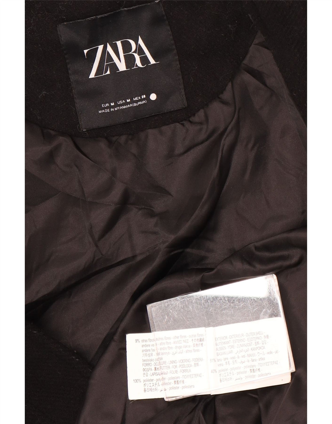 Giubbotto bomber oversize con maniche a 3/4 da donna Zara UK 14 lana nera media