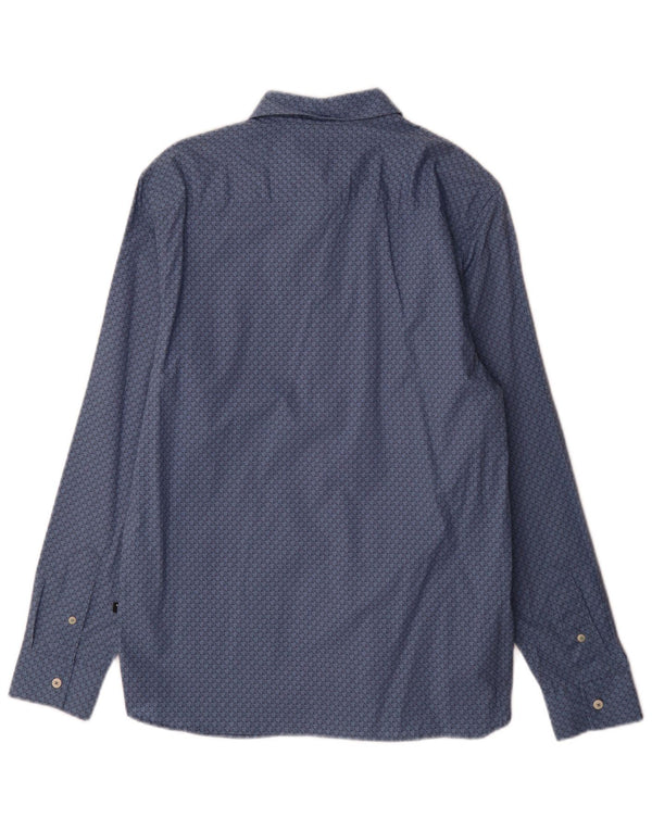 Camicia da uomo Ted Baker taglia 3 cotone pied de poule blu medio