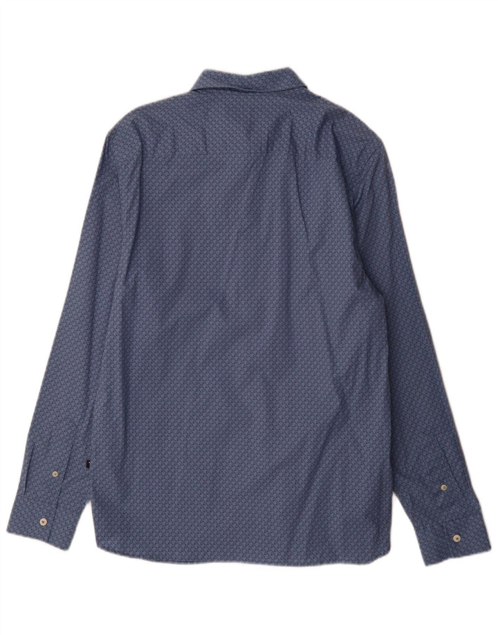 Camicia da uomo Ted Baker taglia 3 cotone pied de poule blu medio