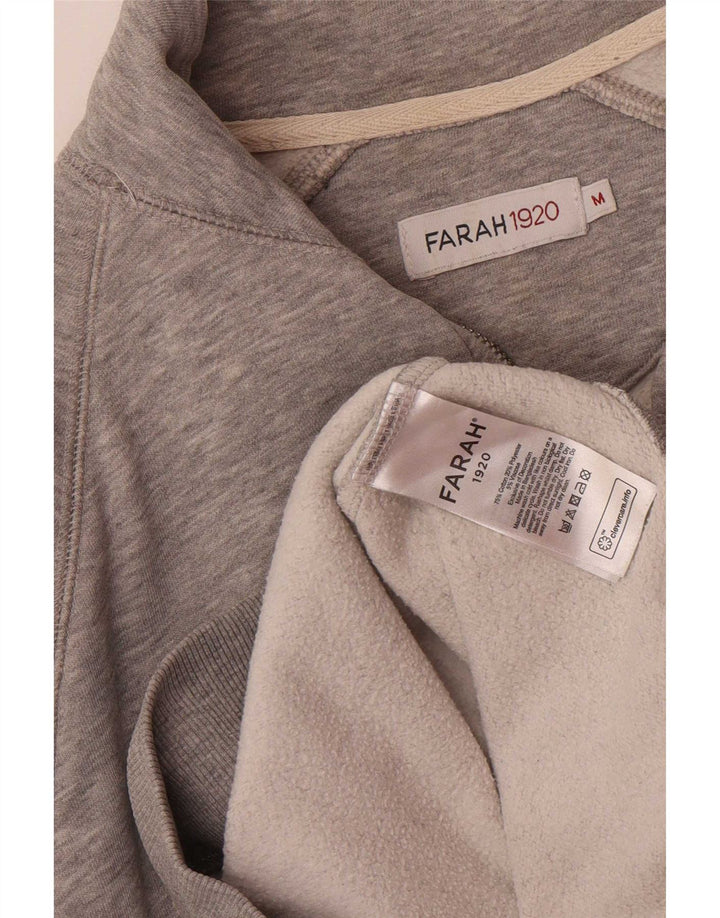 Felpa da uomo con collo con zip Farah, maglione, cotone grigio medio