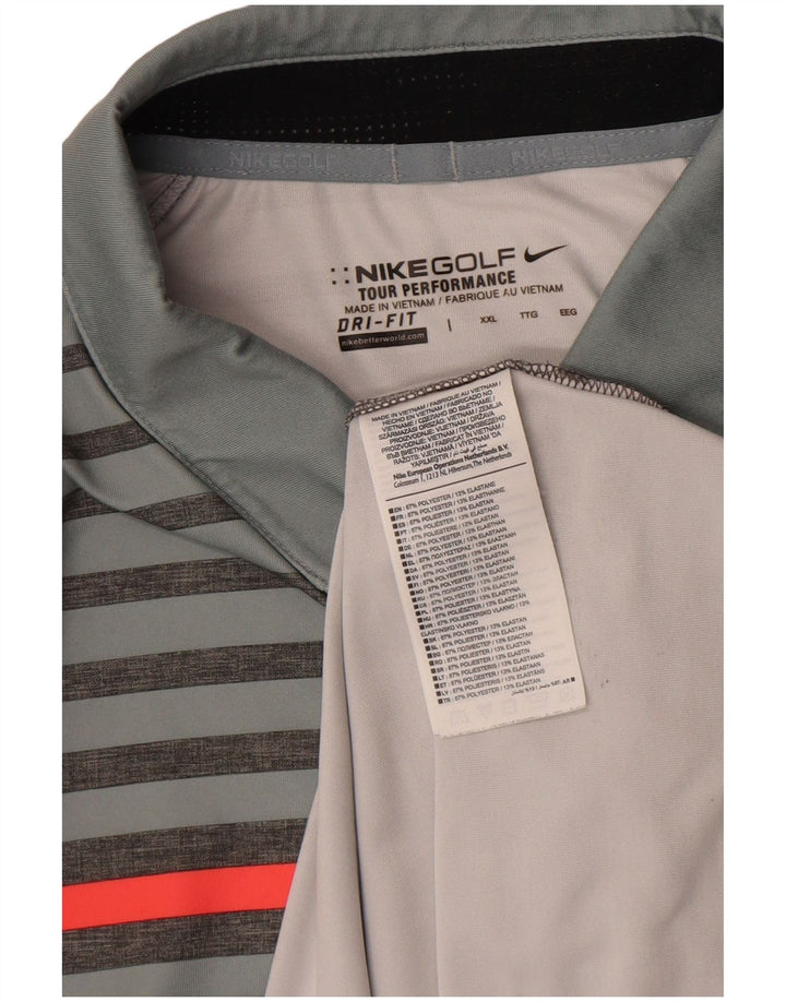 Polo Nike da uomo Dri Fit 2XL poliestere a righe grigie