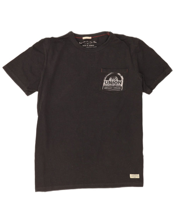 Jack & Jones T-shirt grafica da uomo grande in cotone nero