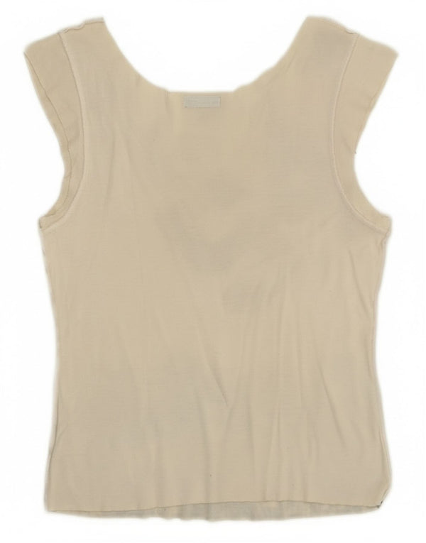 Canotta grafica corta da donna Benetton UK 4 XS bianco sporco floreale tropicale