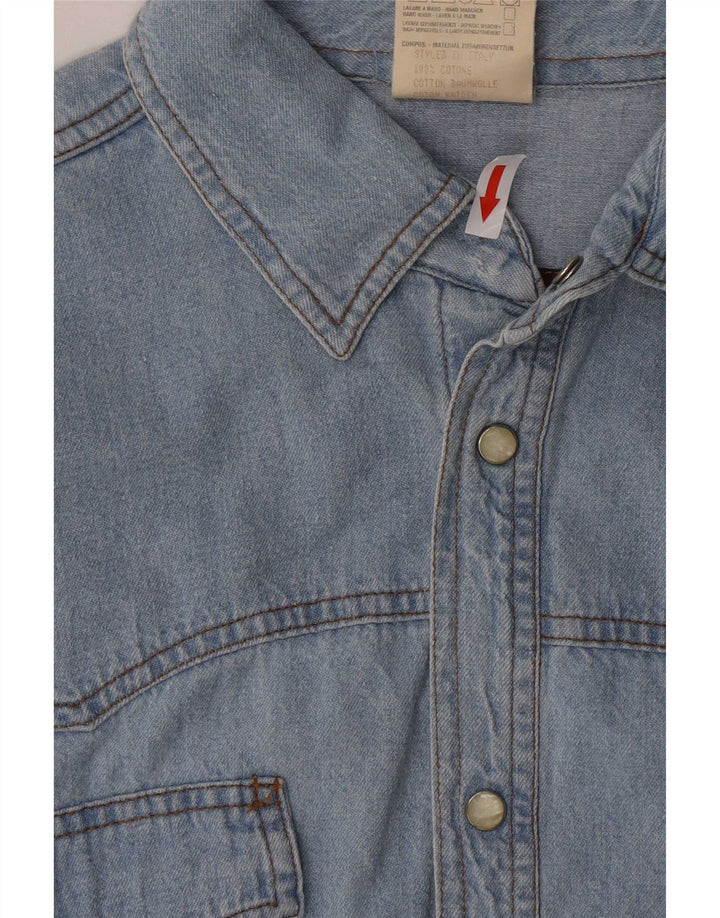Wild Camicia di jeans da uomo grande in cotone blu