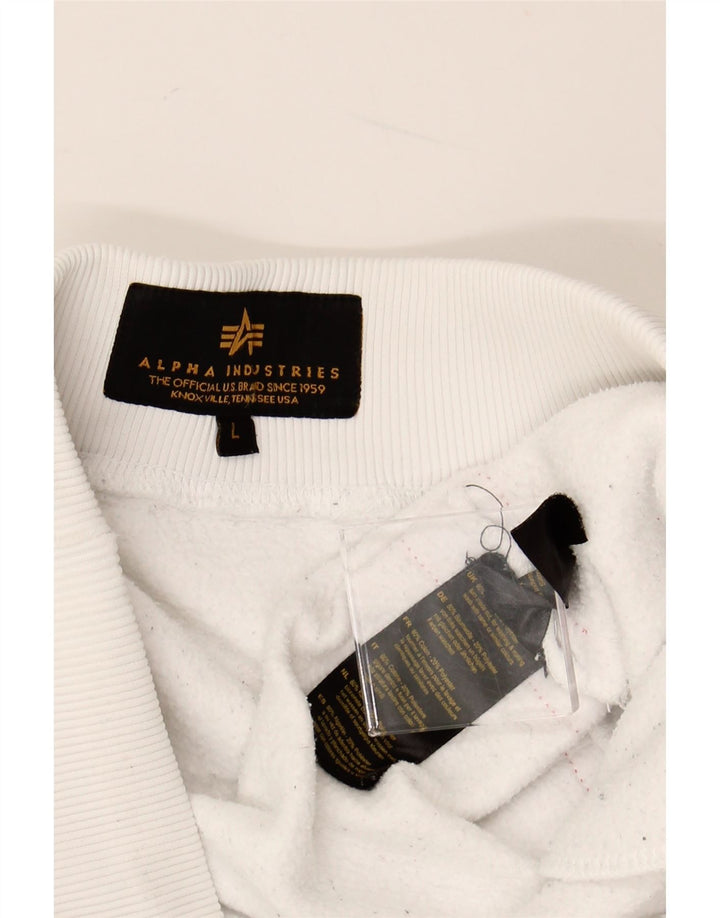 ALPHA INDUSTRIES Mens Graphic Cargo Tracksuit Trousers Joggers Large White