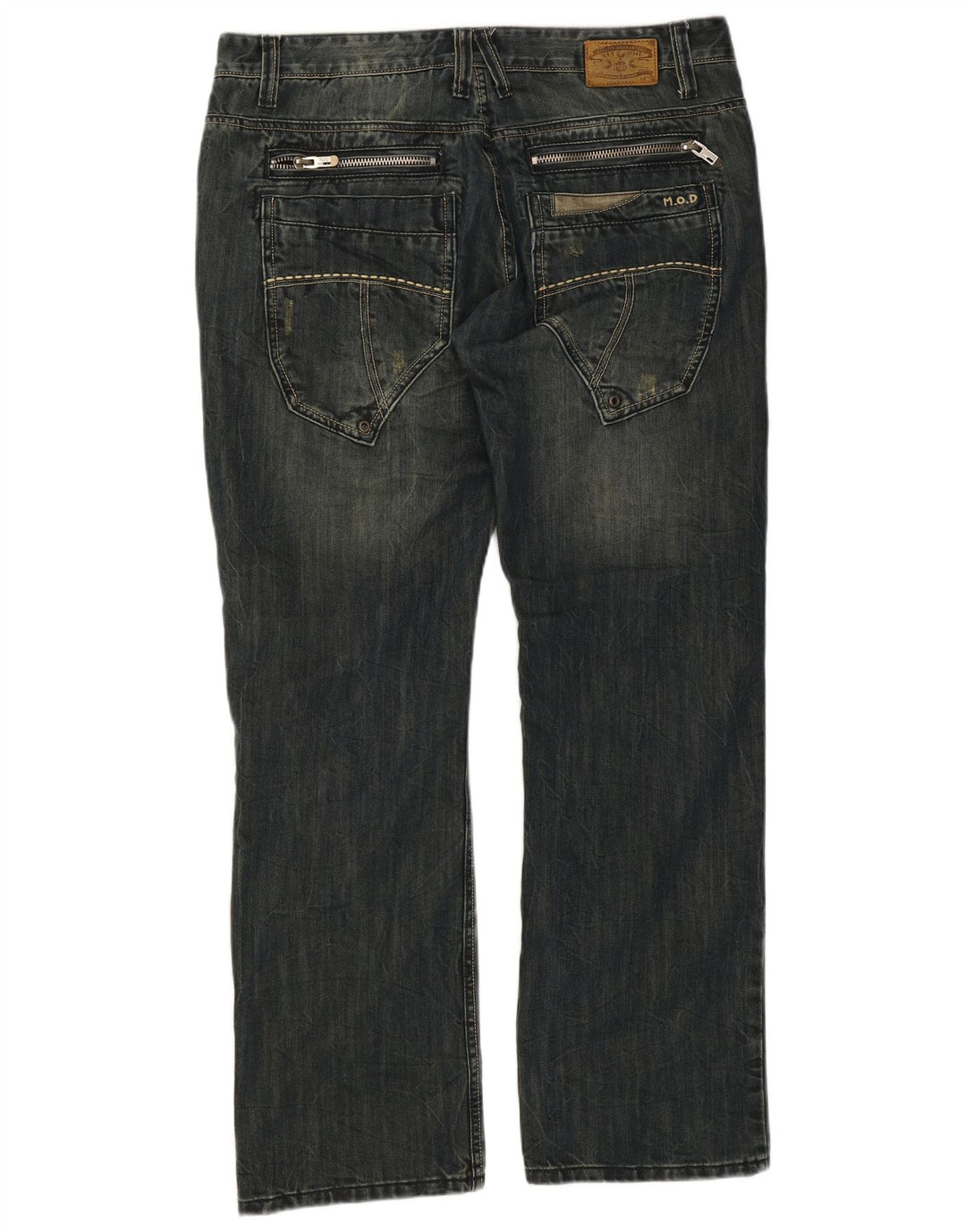 Jeans dritti cargo da uomo vintage W36 L32 in cotone blu navy