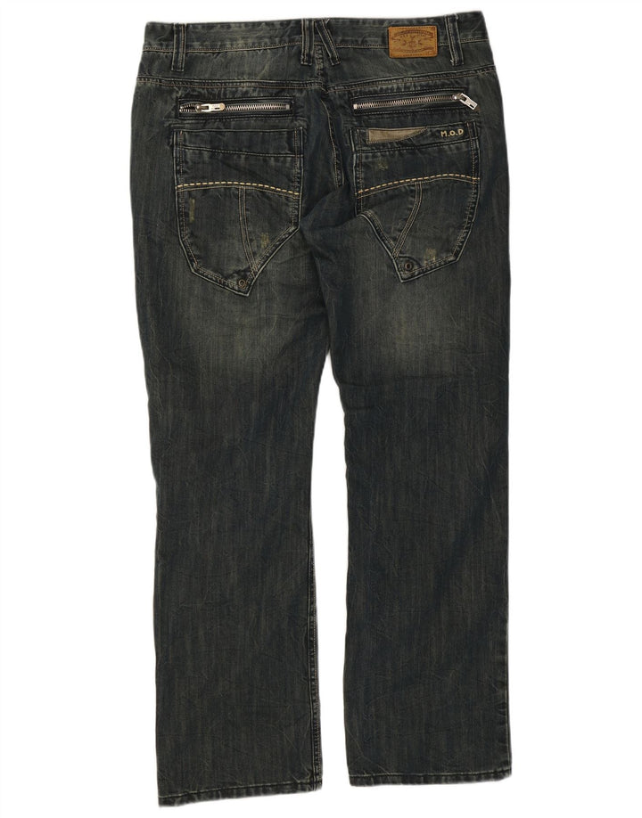 Jeans dritti cargo da uomo vintage W36 L32 in cotone blu navy