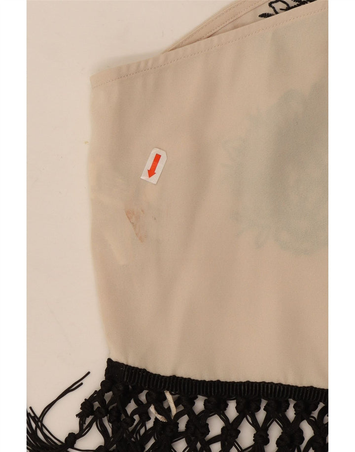 Top corto monospalla da donna Zara UK 10 piccolo poliestere floreale bianco sporco