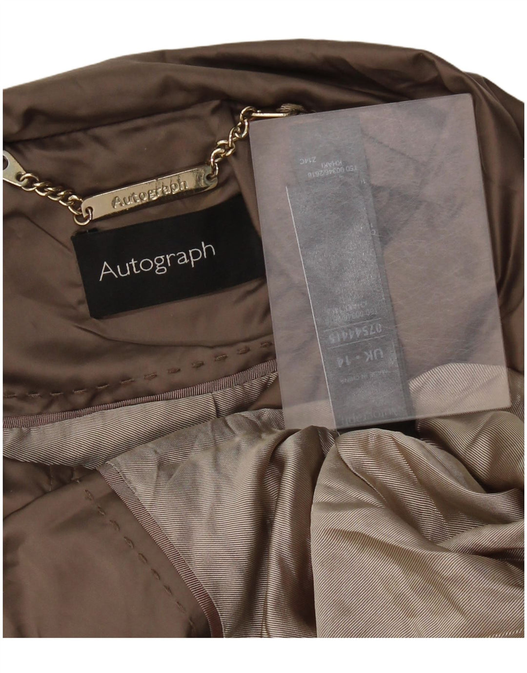 Giacca Parka Autograph da donna Marks & Spencer UK 14 Poliestere kaki medio