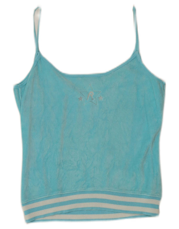Replay Canotta grafica da donna Harlem Crop Top UK 10 Small Turchese Sports