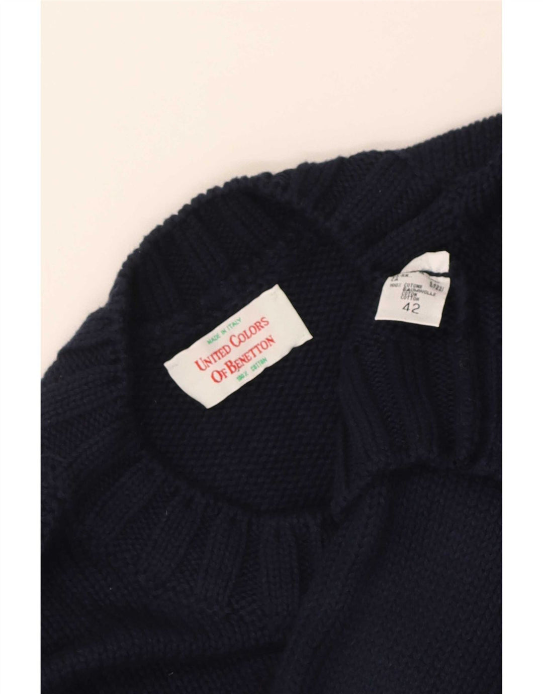 Maglione Maglione Girocollo Donna Benetton IT 42 Blu Navy Medio Floreale