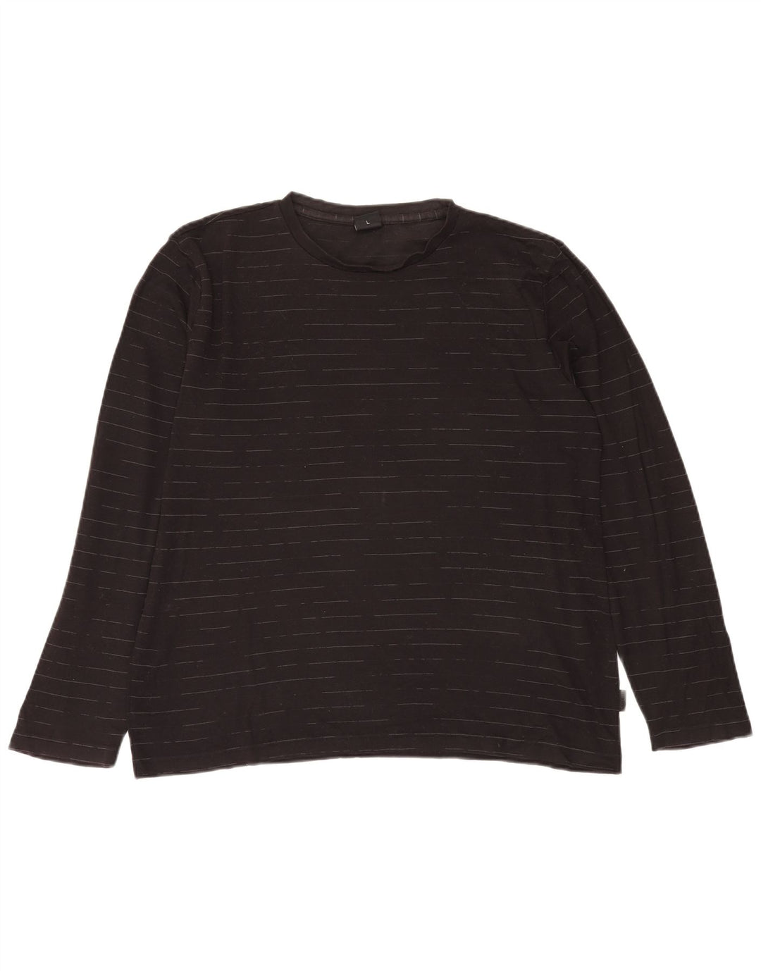 Top HUGO BOSS da uomo a maniche lunghe in cotone gessato nero grande