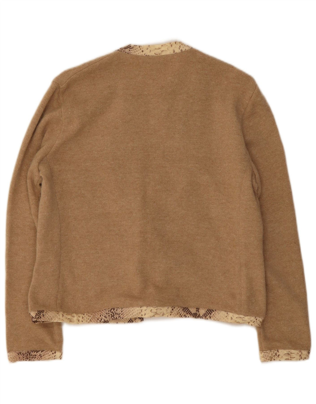 Daniela Drei Maglione cardigan da donna con allacciatura frontale IT 44 Lana marrone medio