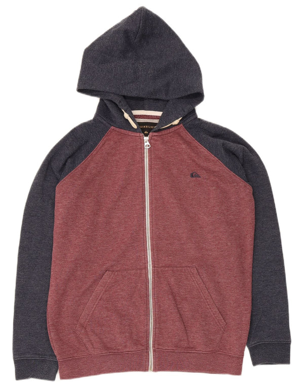 Maglione con cappuccio e zip Quiksilver per ragazzi 13-14 anni in cotone color block rosso