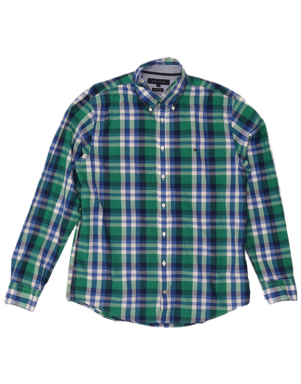 Camicia da uomo Tommy Hilfiger New York Fit grande cotone a quadri verdi