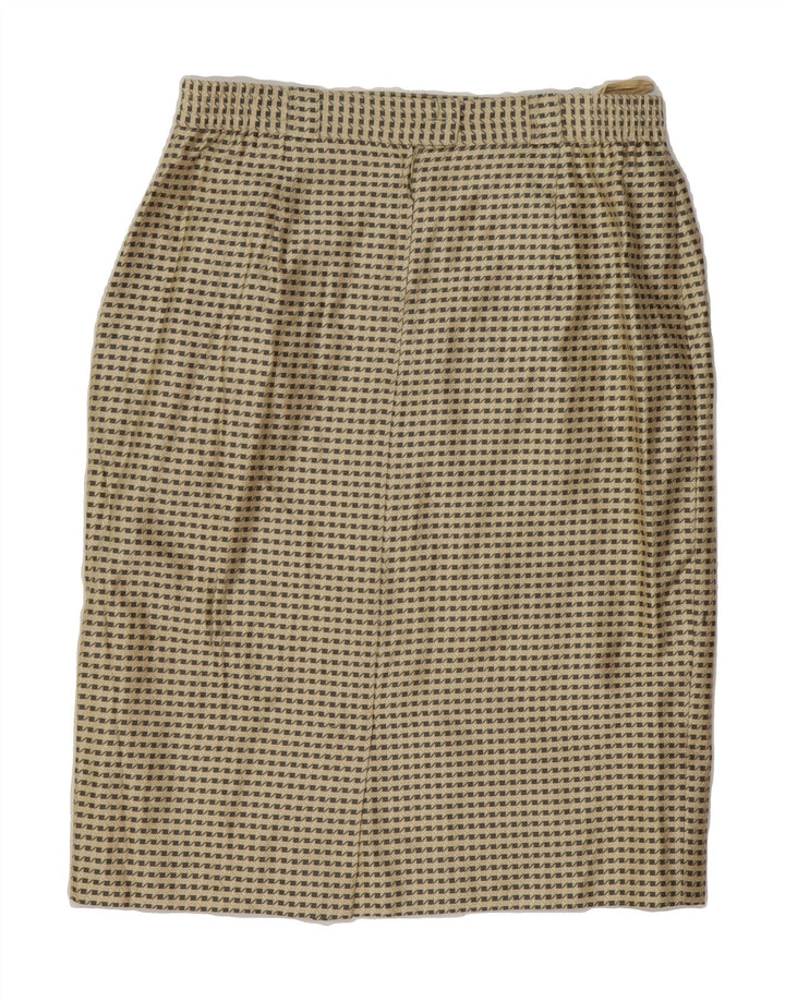 PETER HAHN Womens Pencil Skirt W32 Large Beige Geometric Silk Vintage Peter Hahn and Second-Hand Peter Hahn from Messina Hembry 
