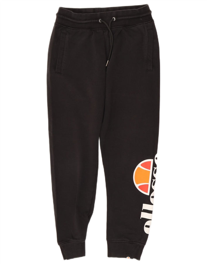 ELLESSE Mens Graphic Tracksuit Trousers Joggers Small  Black Cotton