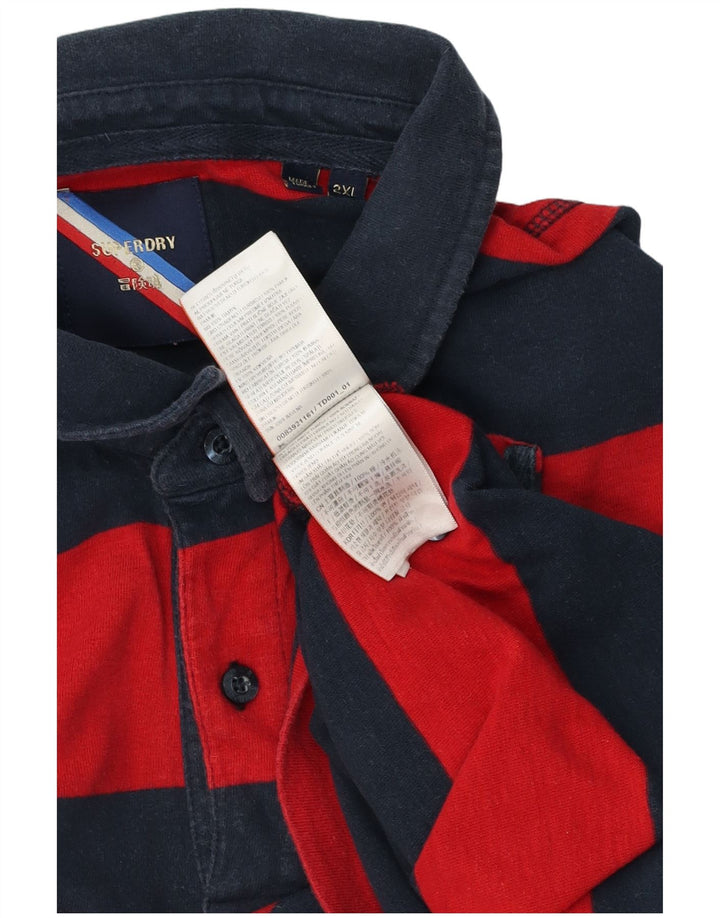 Polo da uomo Superdry 2XL in cotone a righe rosse