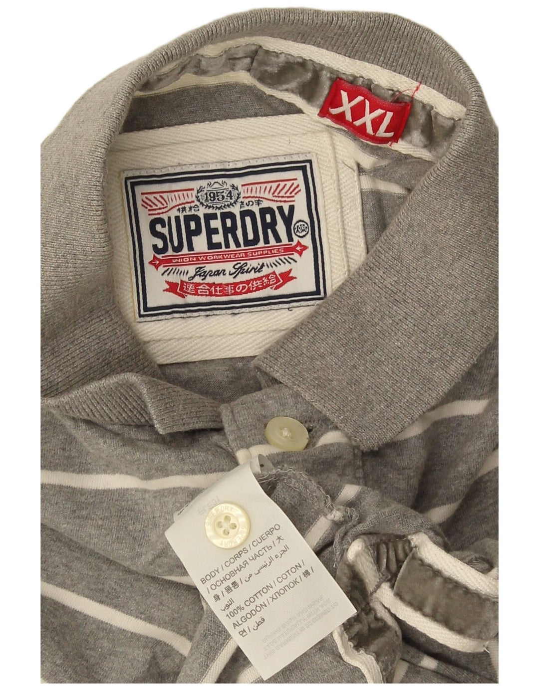 Polo da uomo Superdry 2XL in cotone a righe grigie