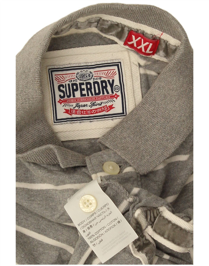 Polo da uomo Superdry 2XL in cotone a righe grigie