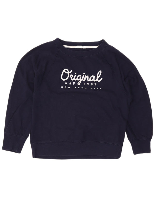 Gap Felpa con grafica oversize da donna UK 10 Small Cotone blu navy