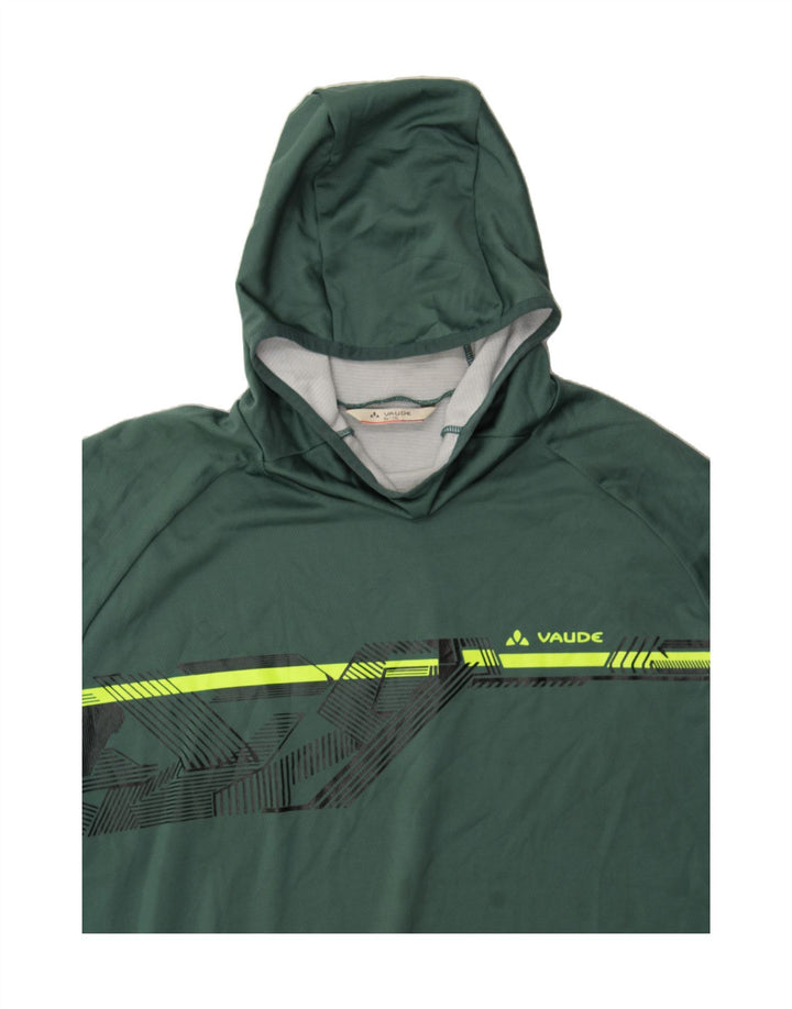 VAUDE Mens Graphic Hoodie Jumper IT 56 2XL Green Polyester Vintage Vaude and Second-Hand Vaude from Messina Hembry 