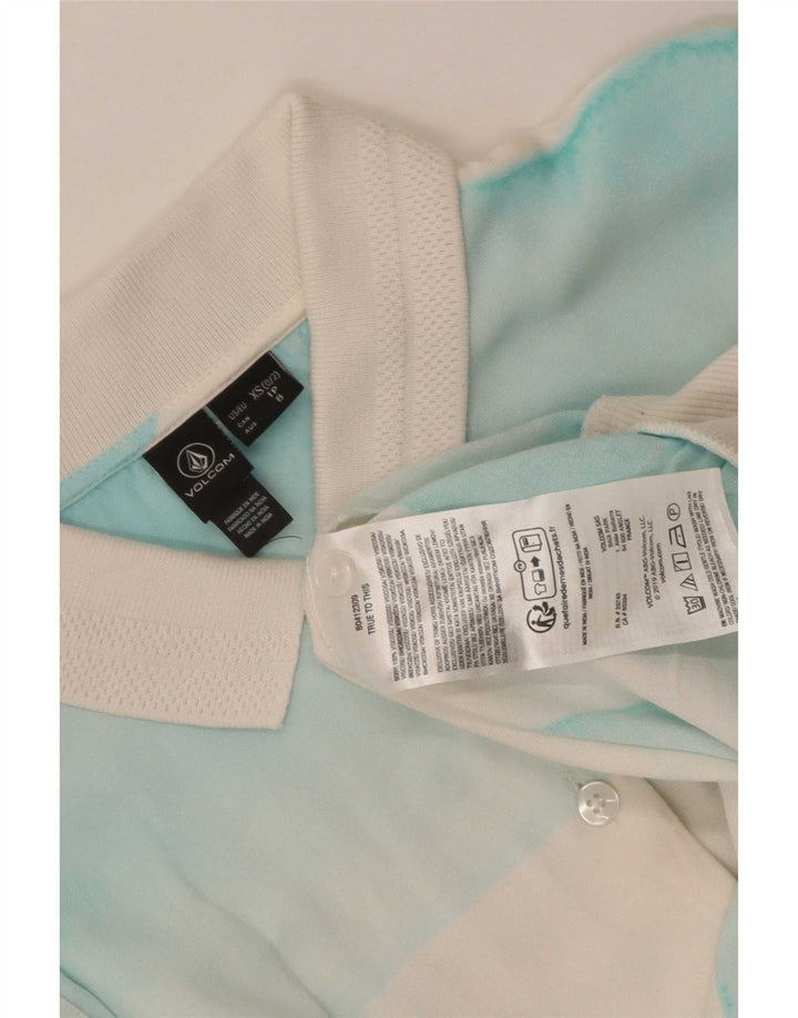 Volcom Donna Manica Corta Pullover Camicia Camicetta UK 6 XS Bianco Colourblock