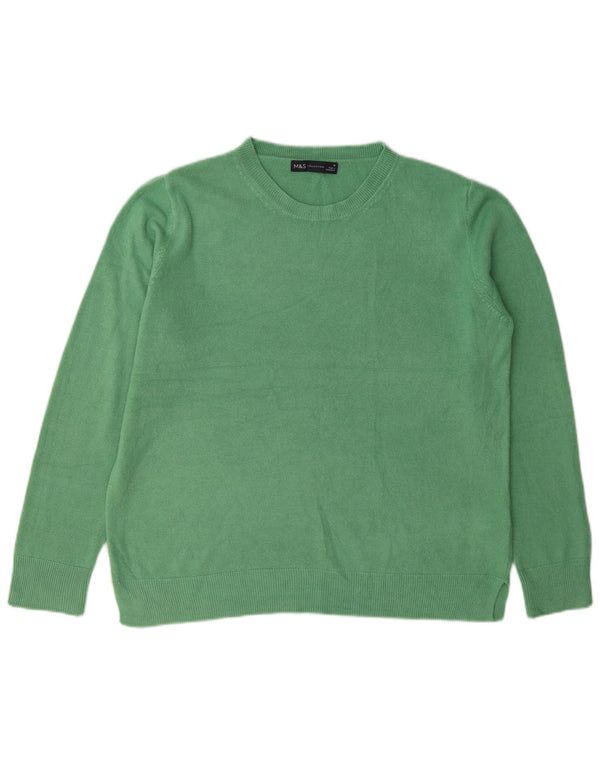 Maglione maglione girocollo da donna Marks & Spencer UK 16 grande acrilico verde