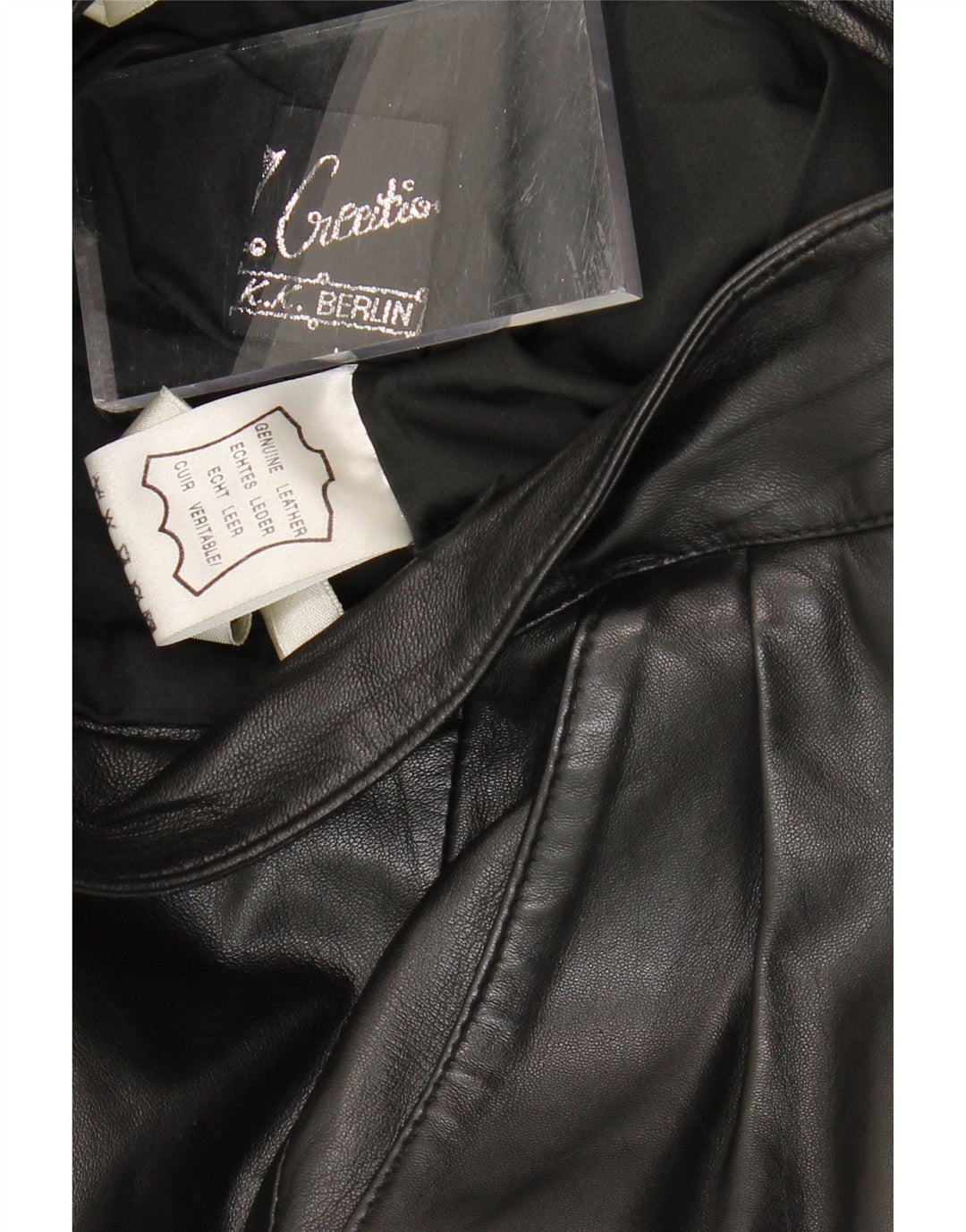 Pantaloni in pelle affusolati da uomo VINTAGE W26 L28 in pelle nera