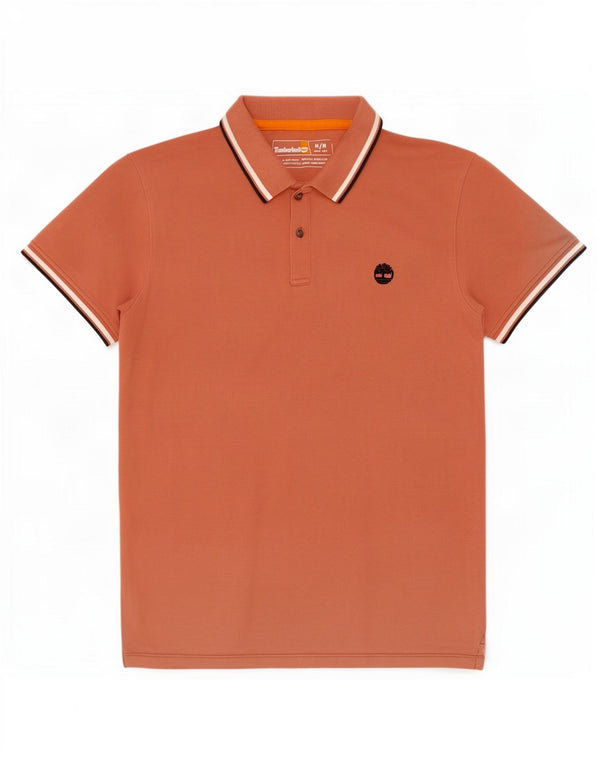 Polo da uomo slim fit Timberland in cotone a righe marrone medio