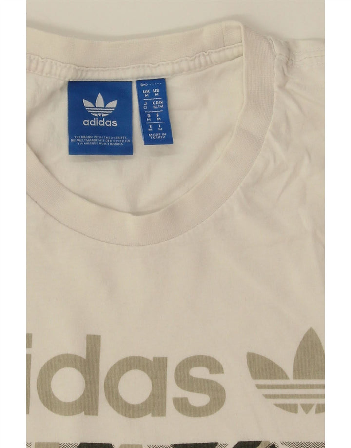 ADIDAS Mens Graphic T-Shirt Top Medium White Cotton Vintage Adidas and Second-Hand Adidas from Messina Hembry 