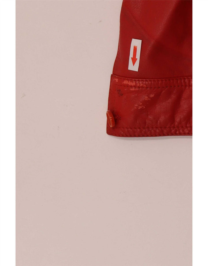 Camicia vintage in pelle da donna UK 8 Small Rossa