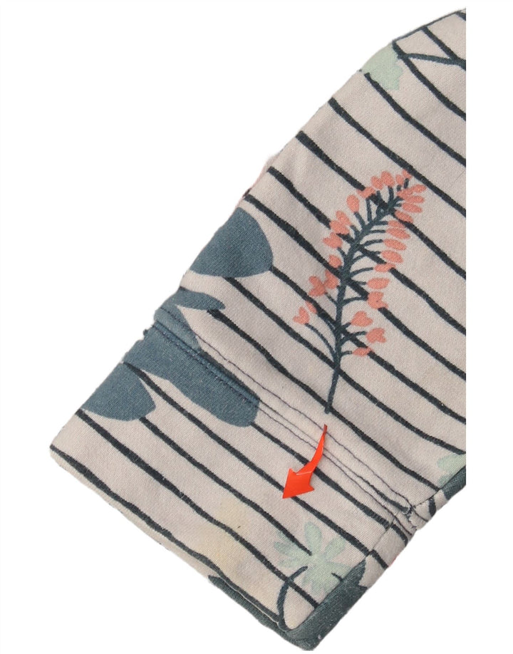 JOULES Felpa da donna con collo abbottonato, maglione UK 10, piccolo motivo floreale bianco