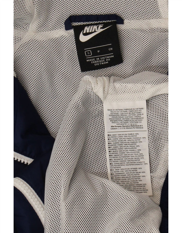 Giacca da ginnastica da uomo con cappuccio Nike, piccola, in nylon color block blu navy