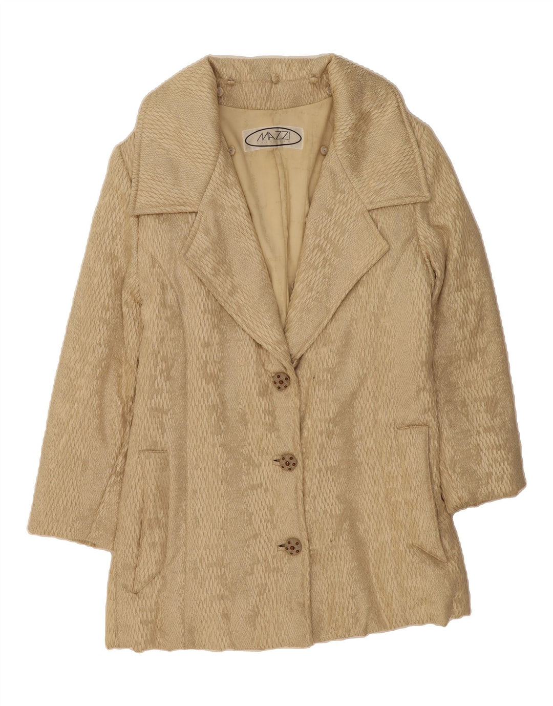 MAZZI Womens Overcoat UK 8 Small Beige Animal Print Vintage Mazzi and Second-Hand Mazzi from Messina Hembry 