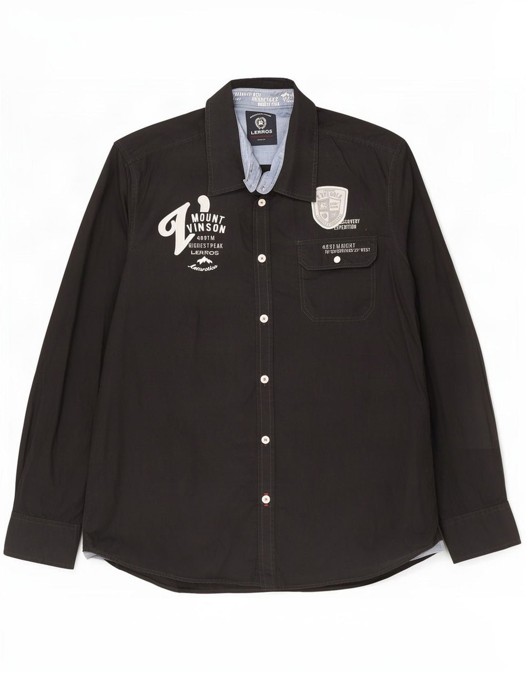 Camicia grafica da uomo Lerros grande in cotone nero