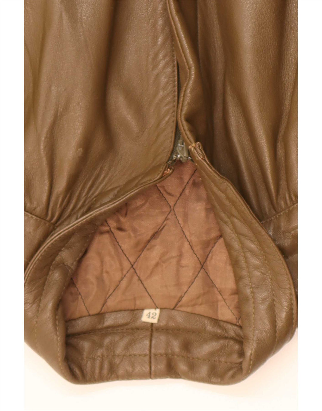 Giacca in pelle vintage da donna IT 42 media kaki