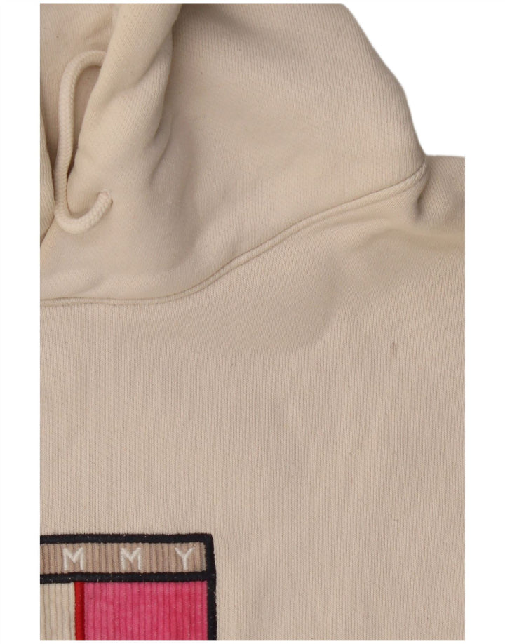 Maglione con cappuccio grafico da uomo Tommy Hilfiger piccolo in cotone bianco sporco