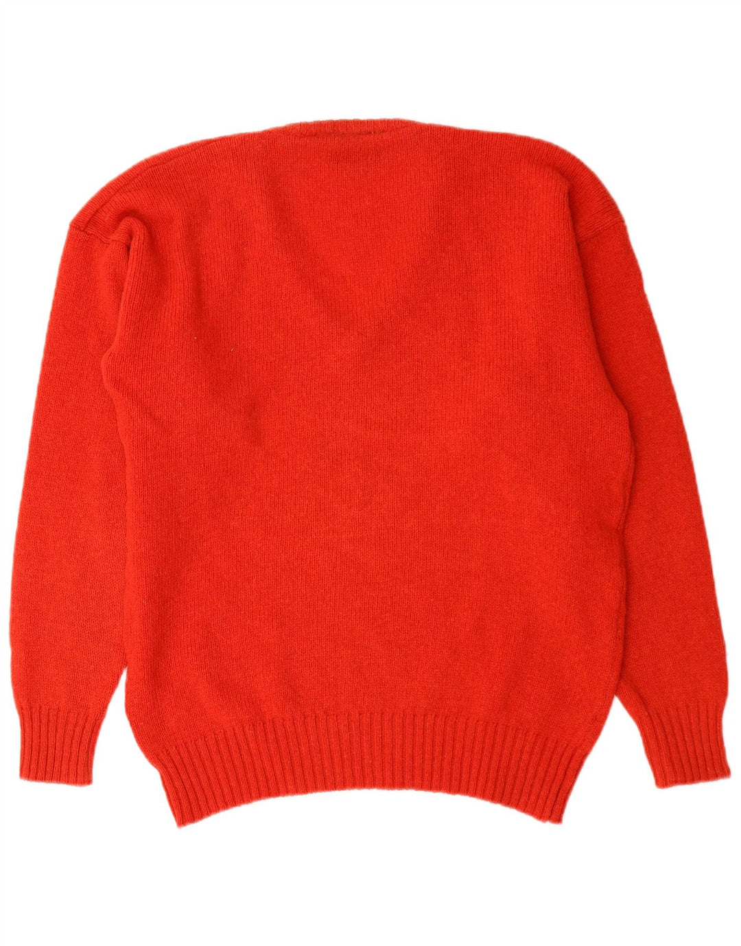 Maglione vintage da uomo con scollo a V, grande, in lana vergine rossa
