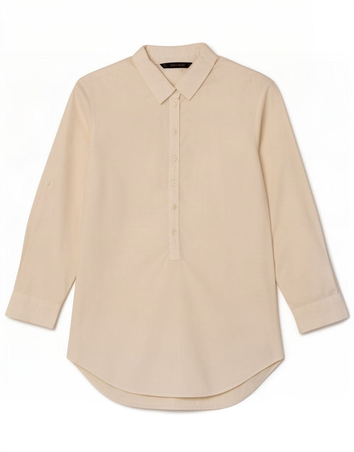 Maglia pullover con maniche a 3/4 da donna Zara UK 10 piccola bianca