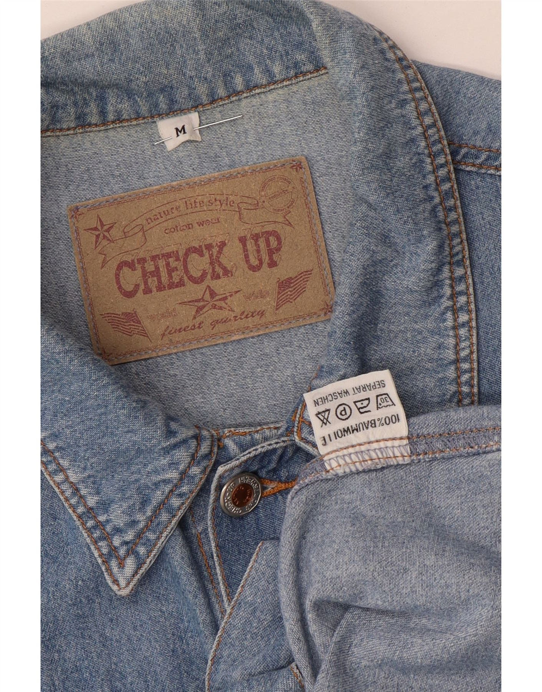 Gilet in denim vintage da uomo UK 38 cotone blu medio