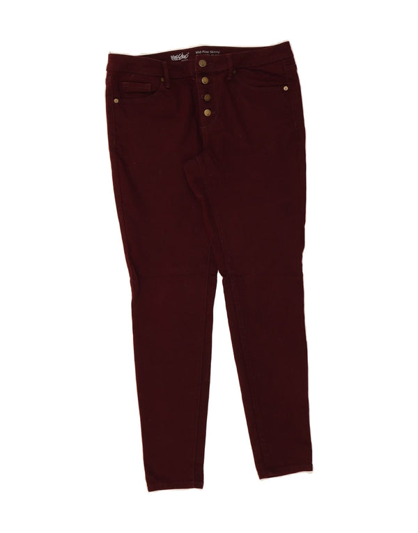 MOSSIMO Womens Mid Rise Skinny Jeans US 10 Large W30 L30 Burgundy Cotton