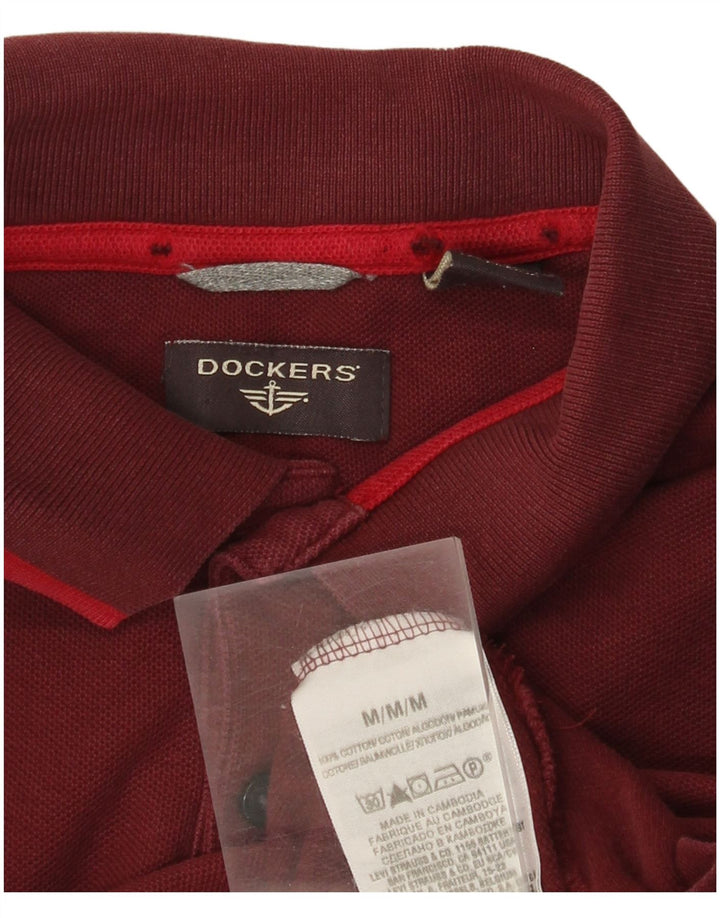 Polo da uomo a maniche lunghe Dockers in cotone bordeaux medio