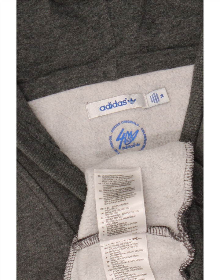 Felpa con cappuccio grafica da donna Adidas UK 16 grande poliestere grigio