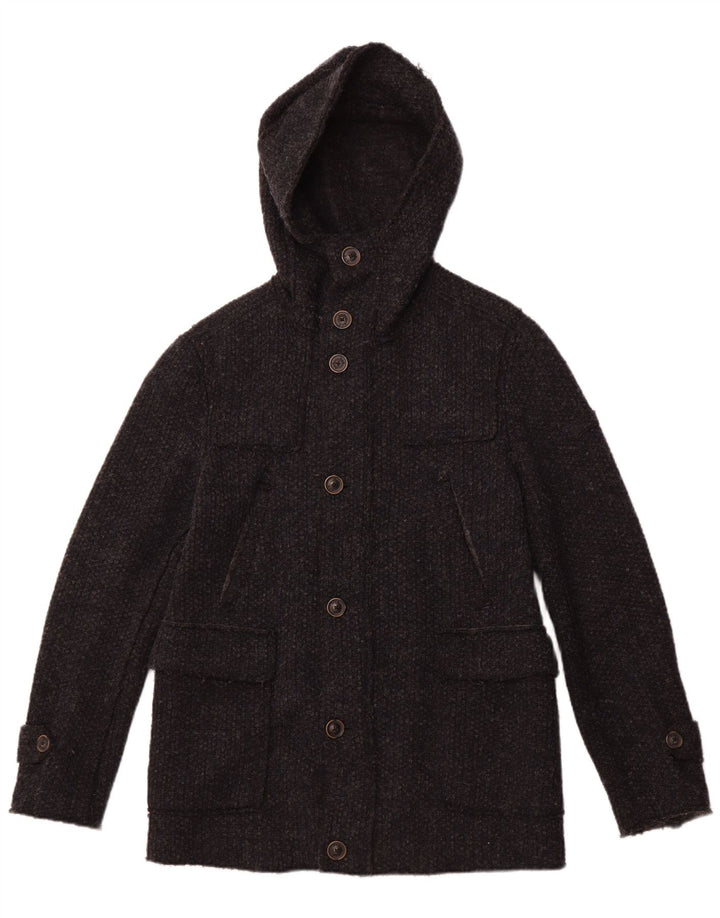Soprabito con cappuccio da uomo GAS UK 36 piccolo in lana vergine blu navy