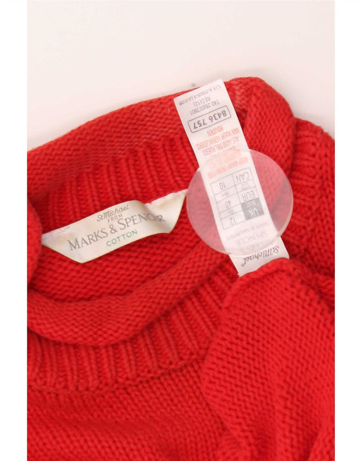 Maglione maglione a collo alto da donna Marks & Spencer UK 12 Cotone rosso medio